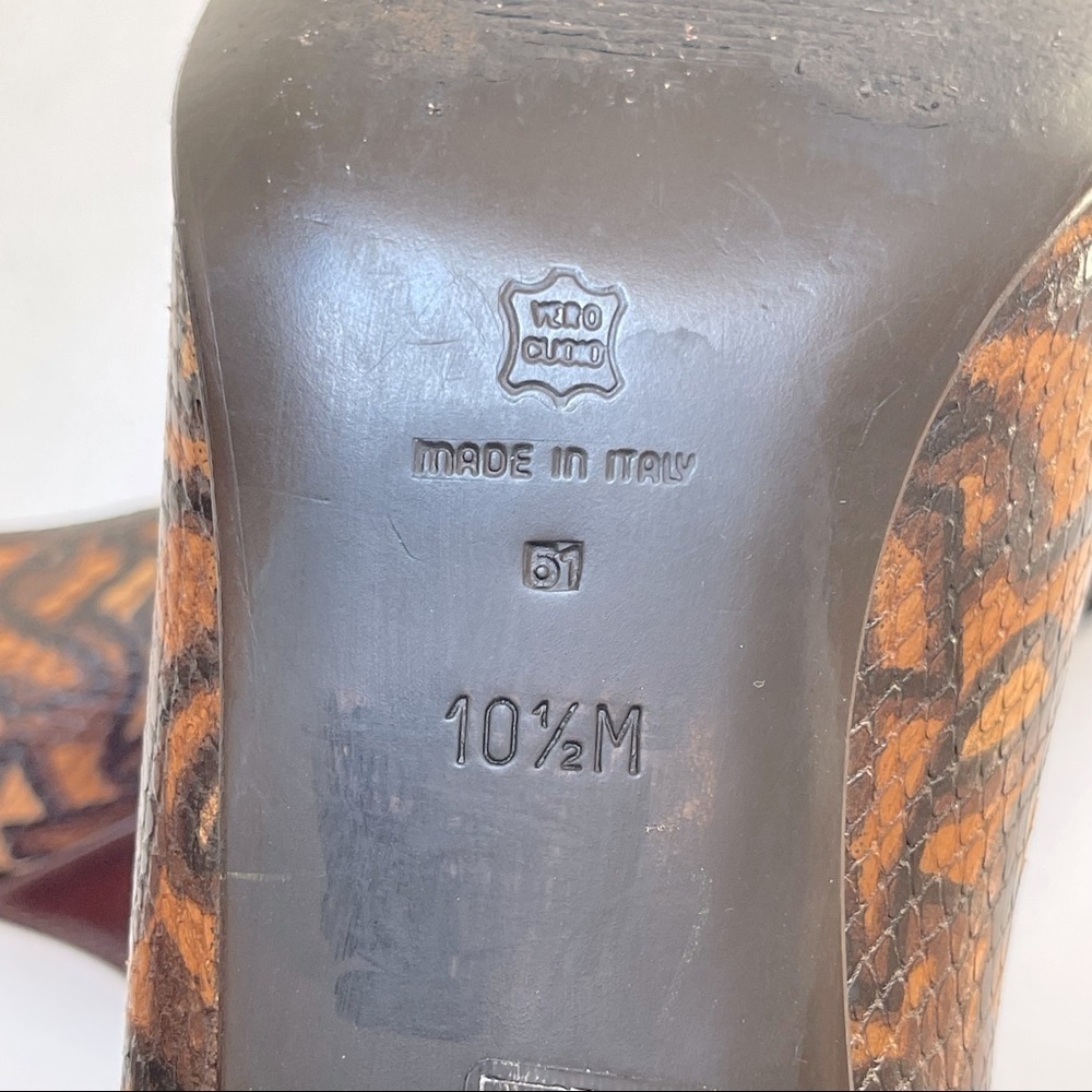 Via Spiga Brown Python Print Square Toe Womens 10… - image 6